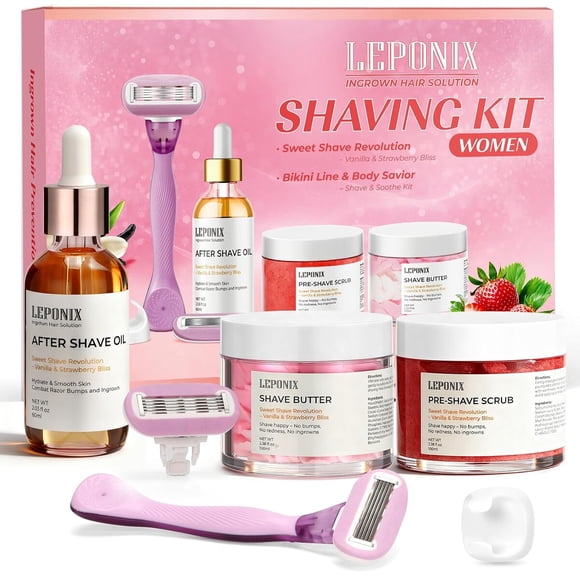 Kit de Afeitado para Mujer Leponix 5 Piezas con Soporte para Rasuradora