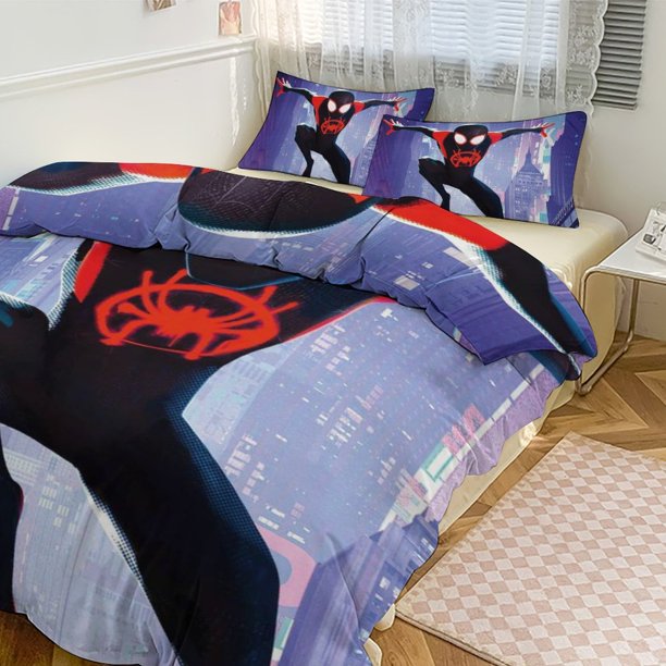 Spiderman Room Decor Bedding Set with Sheets And Pillow 3 Piece Bedding Super Soft Fade Resistant Microfiber for Boys Girls Kids Twin