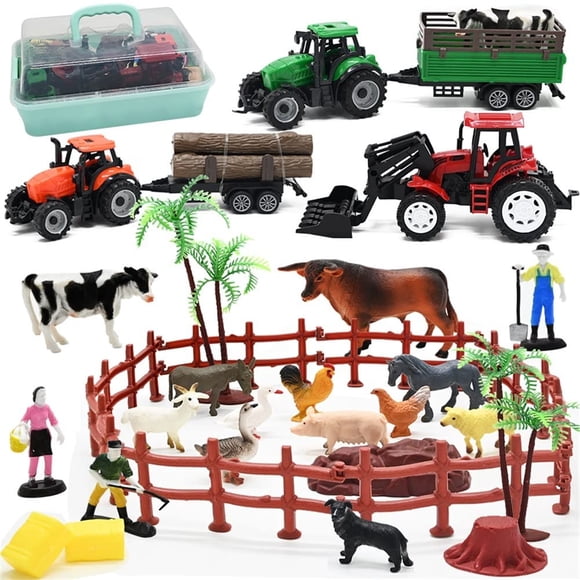 Set de juego WODMAZ con figuras de animales de granja, 40 unidades, con tractor, 3+