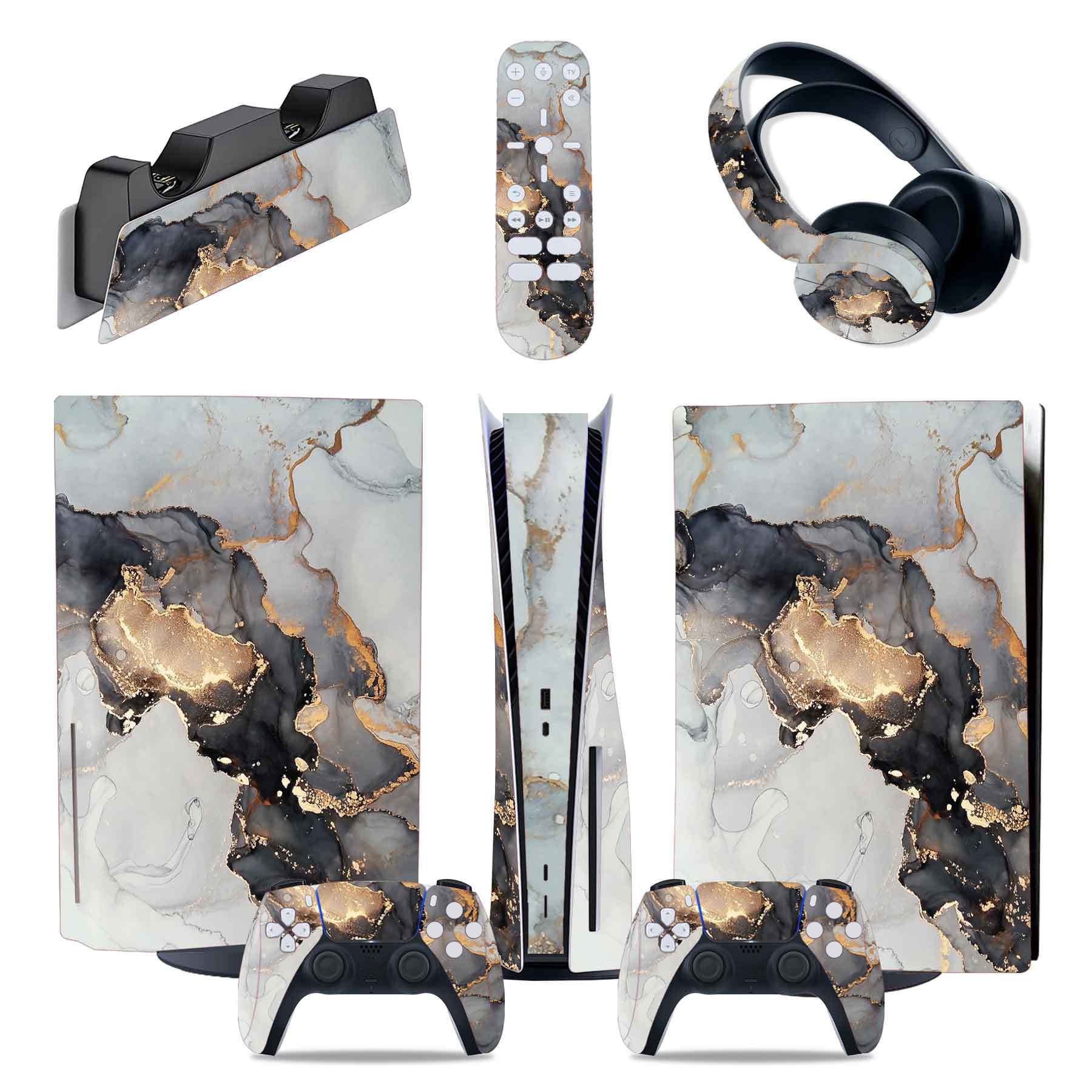 Genérico - Pegatina Para Consola De Juegos Compatible Con Playstation 5 Edición Disco Y Digital, Juego De Piel Para Controladores - Película Protectora De Color Sólido Galaxy Marble