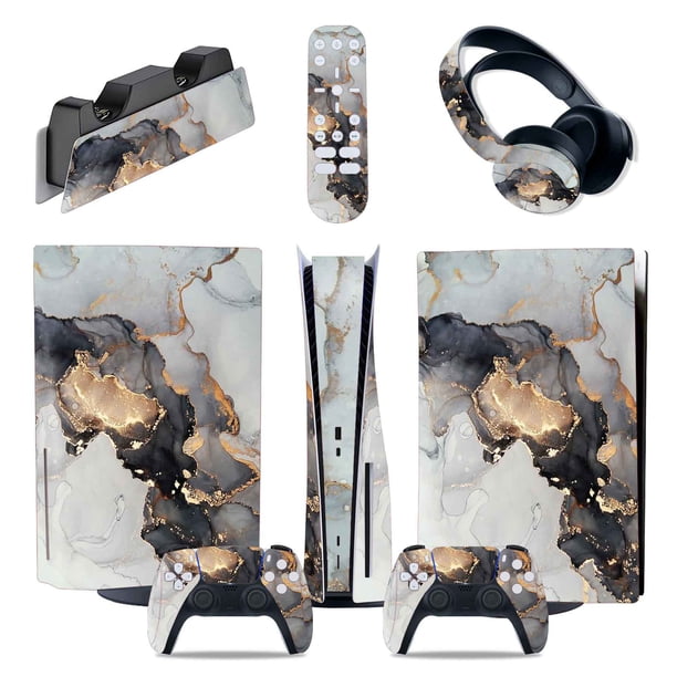 Pegatina para consola de juegos compatible con PlayStation 5 Edición Disco y Digital, juego de piel para controladores - Película protectora de color sólido Galaxy Marble