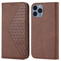 Funda Flip Foxdock Para Iphone 12 Mini , Estilo Billetera Con Diseño Rombo, Correa De Mano Y Soporte, Uso Diario