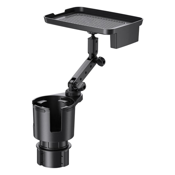 Portavasos de coche multifuncional con bandeja, adaptador de tazas de agua montado en vehículo negro automotriz de colocación para bebidas de menos de