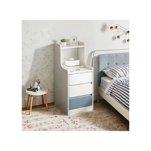 Click Ventas - Mesa De Noche Estante 3 Cajones Almacenamiento Dormitorio