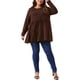 thumbnail image 2 of Agnes Orinda Conjuntos de Halloween para Mujeres Tallas Grandes Tops Babydoll de Escuela Colegio de Manga Larga Cuello Redondo Casual Suelto Blusas Peplum Túnicas 1X Marrón, 2 of 5