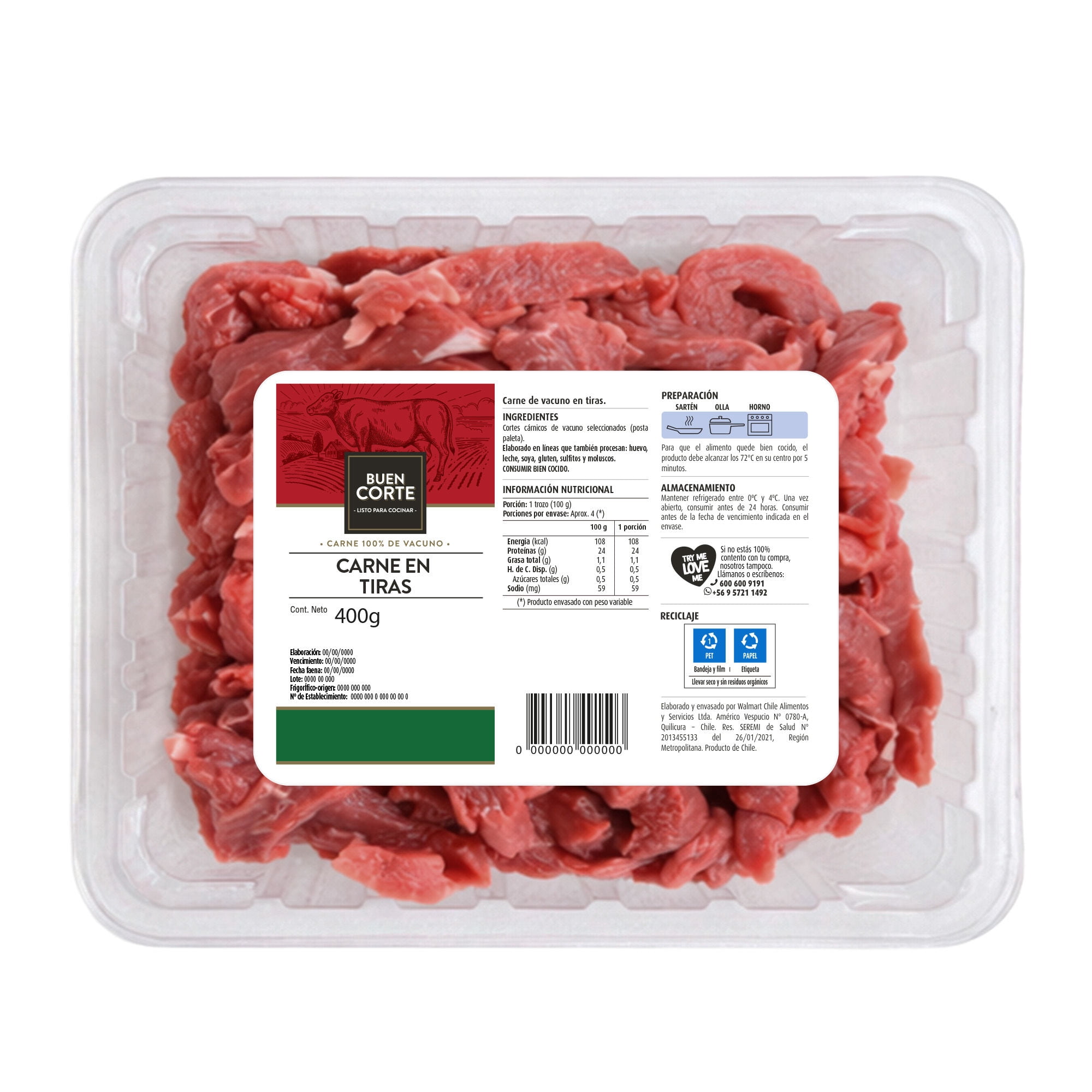 Carne De Vacuno Posta De Paleta En Tiras 370 g El Buen Corte