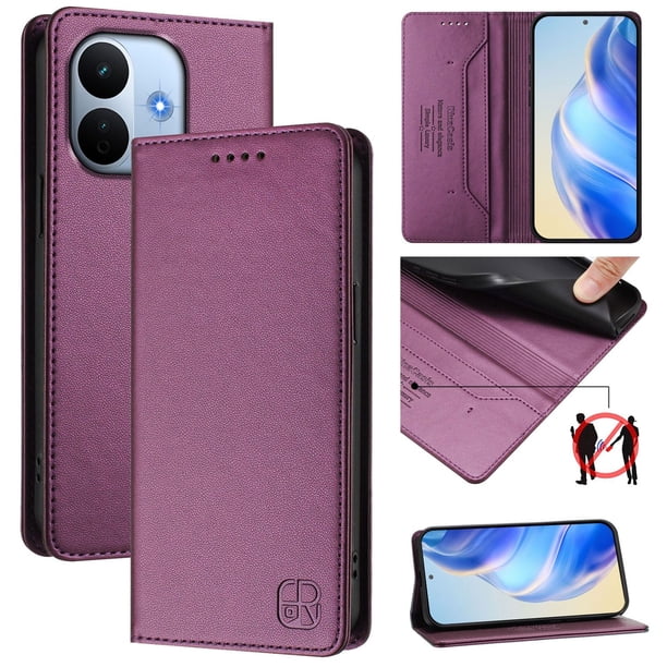 Funda Billetera con Soporte para Xiaomi Redmi Note 17 Pro Max 5G Bloqueo RFID Plegable Violeta
