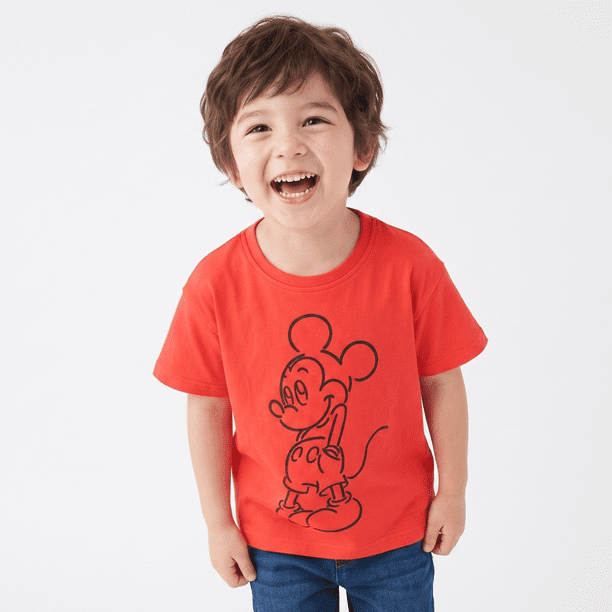 Polera Manga Corta Niño Mickey Disney Outline Rojo