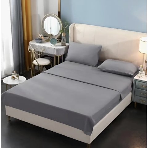 Atlas - Juego De Sábana Poli Algodón Gris