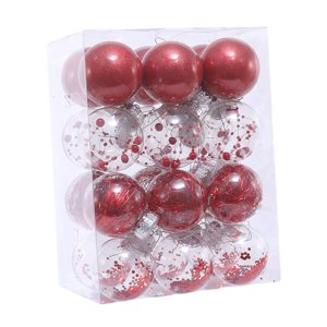 Magideal - Juego De 24 Adornos Navideños Con Forma De Bola, Adornos Decorativos Para Manualidades, Adornos Para Árboles De Navidad Para Fiestas Al Aire Libre Y Rojo Claro