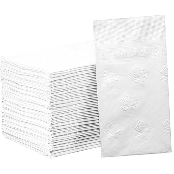 GUSTO Paper Dinner Napkins, 2-Ply White Disposable Party Napkins