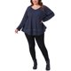 thumbnail image 2 of Agnes Orinda Conjuntos de Halloween Tallas Grandes Top de Punto de Gofre para Mujeres Cuello en V Manga Larga Dobladillo de Retazos Suéter de Punto Blusas 4X Azul Marino, 2 of 6