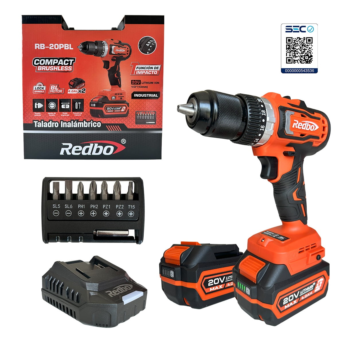 Redbo - Taladro Percutor Inalámbrico Brushless Rb-20pbl