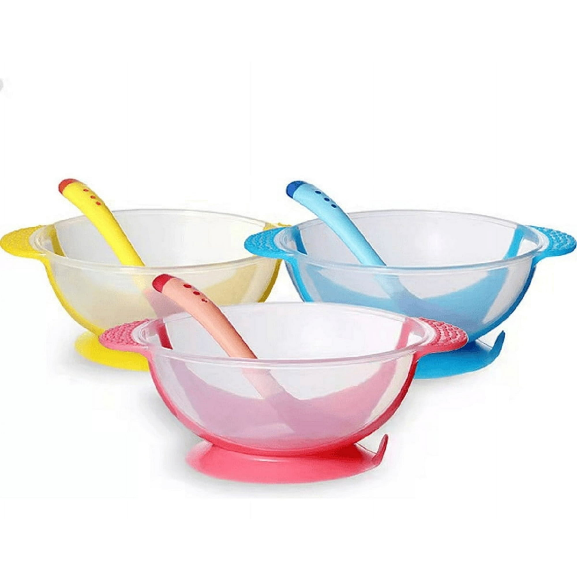 Genérico - Set 6 Platos Tazon + Cuchara Temperatura Comida Bebes Lau