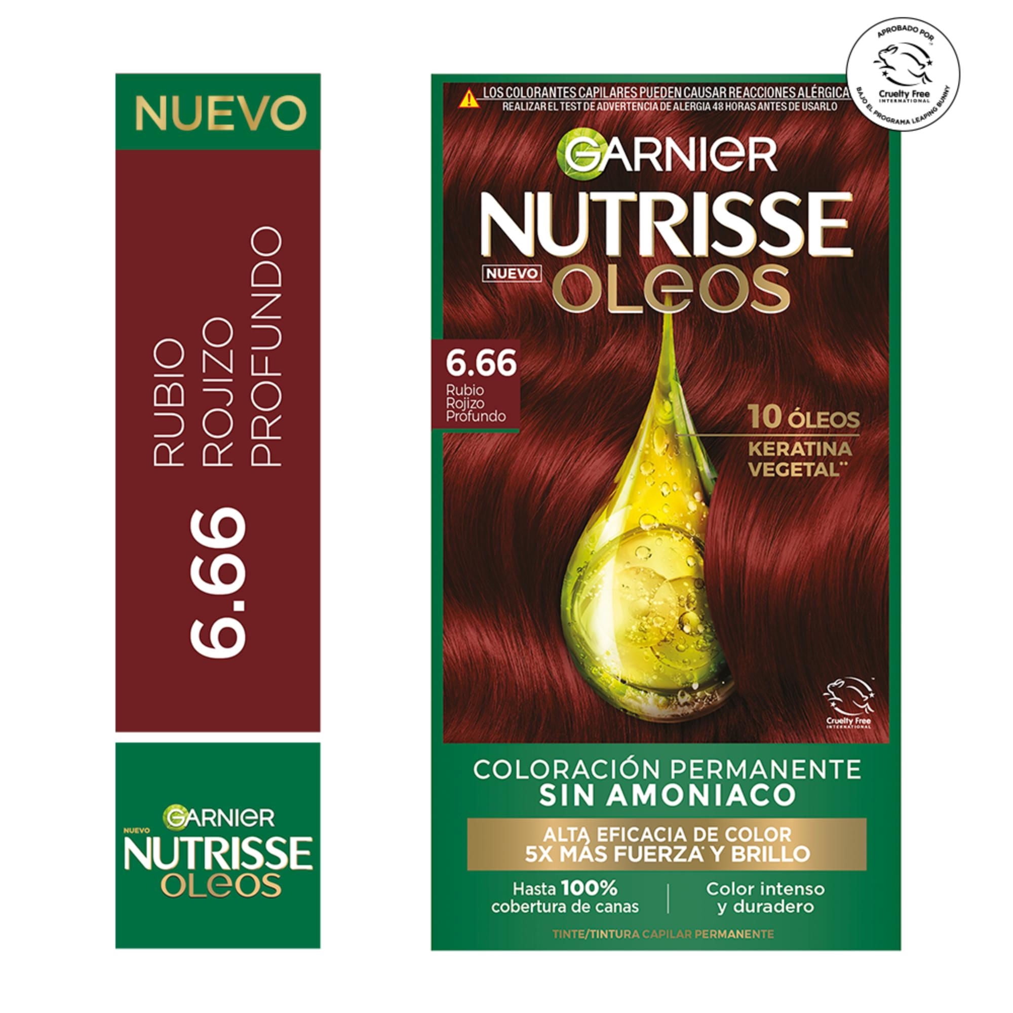 tinte Capilar Nutrisse Oleos 6.66 Rubio Rojizo Profundo