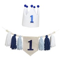 Bothyi - Guirnalda De Borlas Para Fotos Con Pancarta De Trona Para Dormitorio De Bebés, Niños Y Niñas, Color Azul