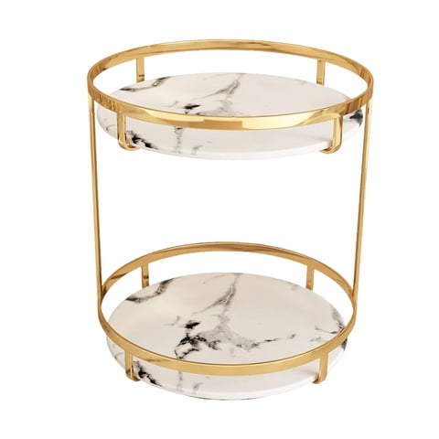 Magideal - Organizador De Maquillaje Nórdico, Caja De Almacenamiento De Soporte De Maquillaje De Doble Capa Giratoria De 360 Grados Para Brochas De Maquillaje De