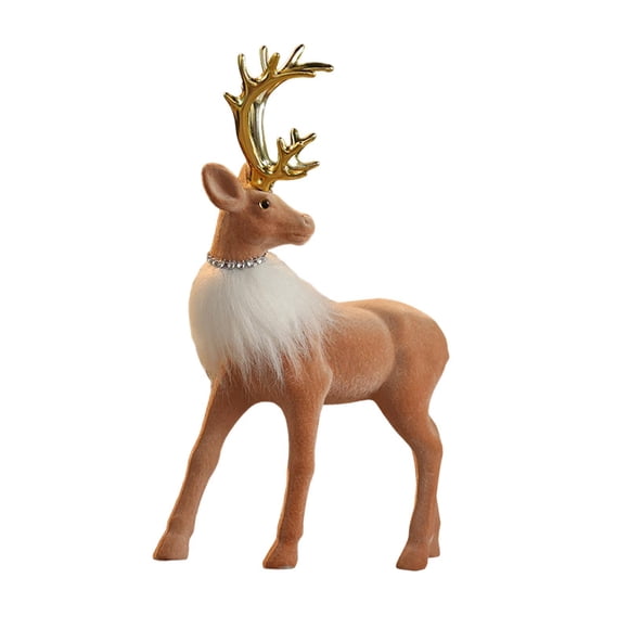 Estatua De Reno Navideño, Escultura De Ciervo Simulado Para Entrada, Patio, Invierno, 19,5 X 29 Cm