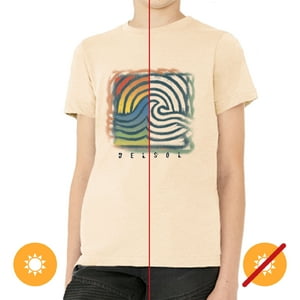 Delsol - Camiseta Para Hombre - Spray Ondulado - Beige De Para Hombre - Camiseta (Yl)