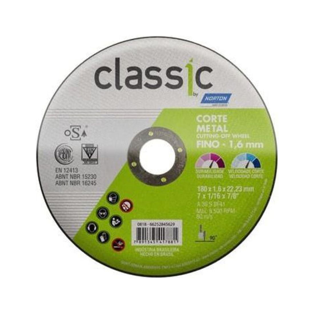 Norton - Disco De Corte Acero Inoxidable Classic 7"" / 180 X 1.6 Mm
