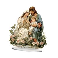 Magideal - Adorno Navideño De Decoración De La Sagrada Familia 2D, Decoración De Colección, Decoración Religiosa Para El Hogar, Artesanía Artística Acrílica Para