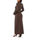 thumbnail image 3 of INSPIRE CHIC Vestido de Maternidad de Manga Larga con Cuello Alto y Fruncido Lateral de Punto Ajustado 2026 Vestidos de Embarazo para Otoño Invierno S Marrón, 3 of 6