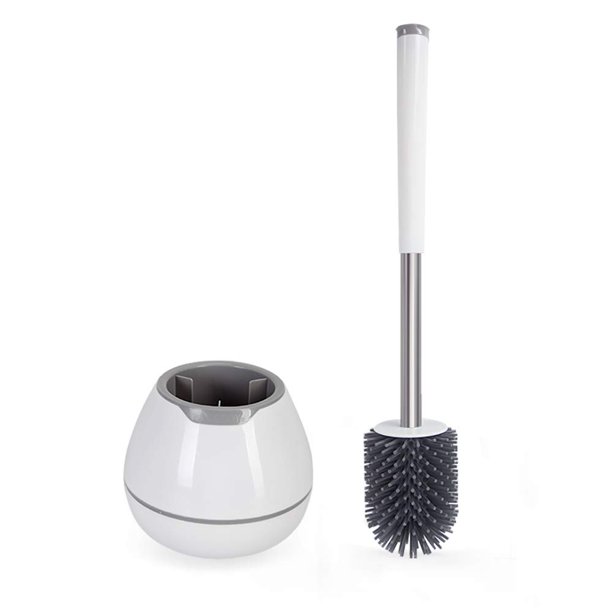 Juego de escobillas para inodoro BOOMJOY, limpiador de cuencos de silicona, color blanco