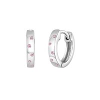 Inseasons - Argollas De Plata 925 Con Puntos Rosados De Circones Para Niñas Y Adolescentes