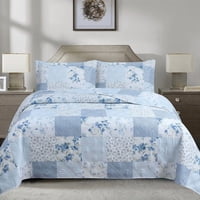 Quilt Andes Estampado Patchwork Celeste 1.5 Plazas