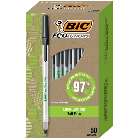 Bolígrafos BIC Ecolutions, punta redonda, punta mediana, 50 unidades
