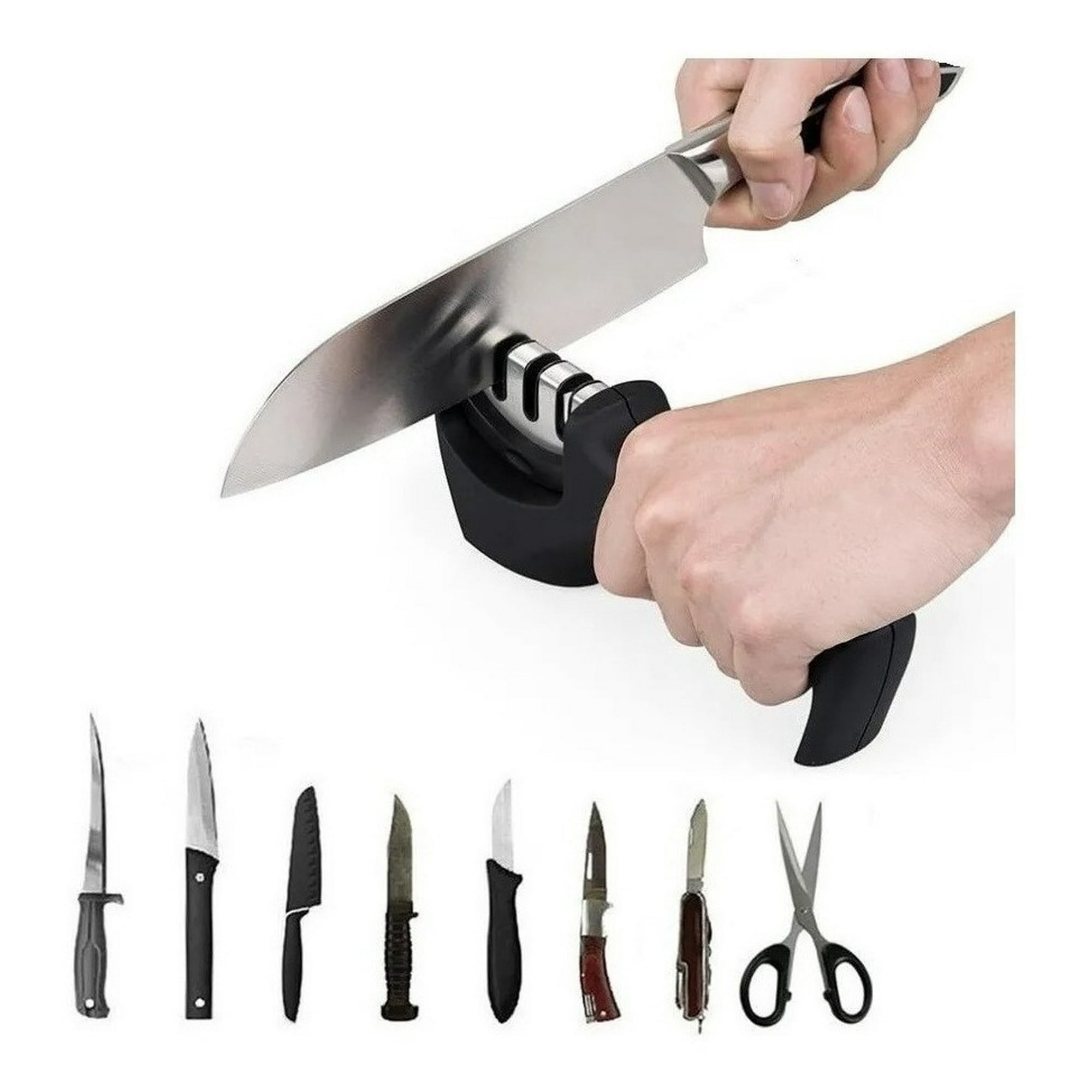 Genérico - Afilador De Cuchillos Manual De 3 Etapas Piedra Para Afilar