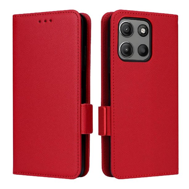 Funda Cartera para Motorola MOTO G15 4G Tapa Flip con Ranuras y Soporte Rojo