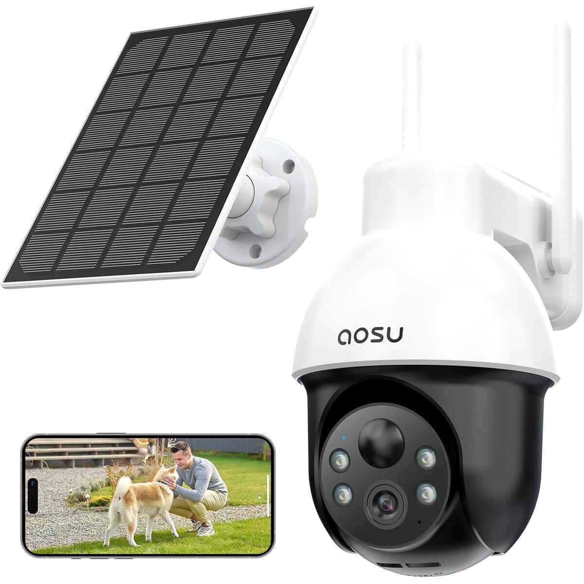 Camara Seguridad Solar Aosu 5mp 3k Ptz Exterior 360a Wifi