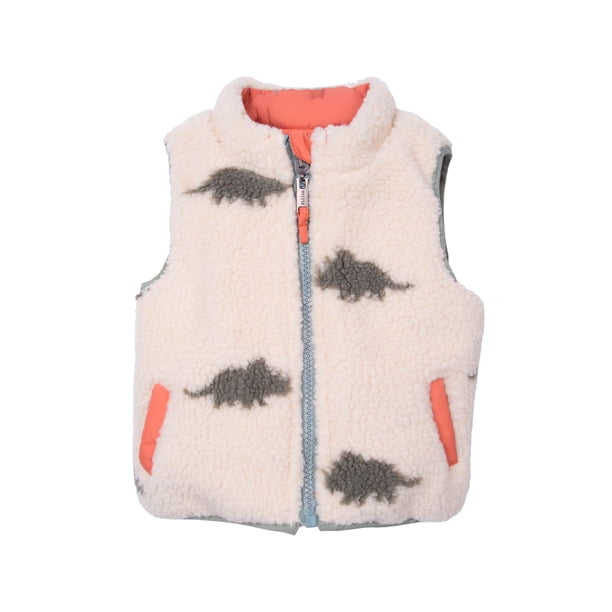 Parka Bebe Niño Sin Mangas Reversible Naranjo