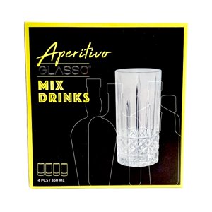 Glasso - Set 4 Vasos Mix Drinks Vintage 360 Ml