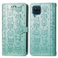 Funda Cartera Foxdock Para Samsung Galaxy A22 4G , Flip Pu Con Relieve De Gatos Y Perros, Tarjetero Y Soporte