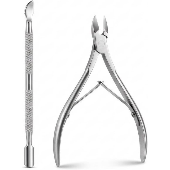 Kit de Cutículas RCHQOUTOR de Acero Inoxidable, 2 Piezas