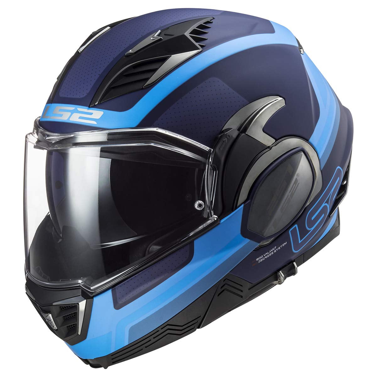 Casco Modular Ls2 Valiant Ii Orbit Azul Matte (xs) Dot