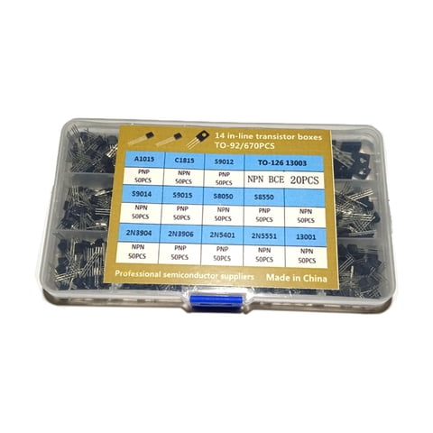 Magideal - Kit Surtido De Transistores De 670 Piezas Con Caja De Almacenamiento De Plástico General Para Proyectos Electrónicos Reparación De Audio Y Video Hobby