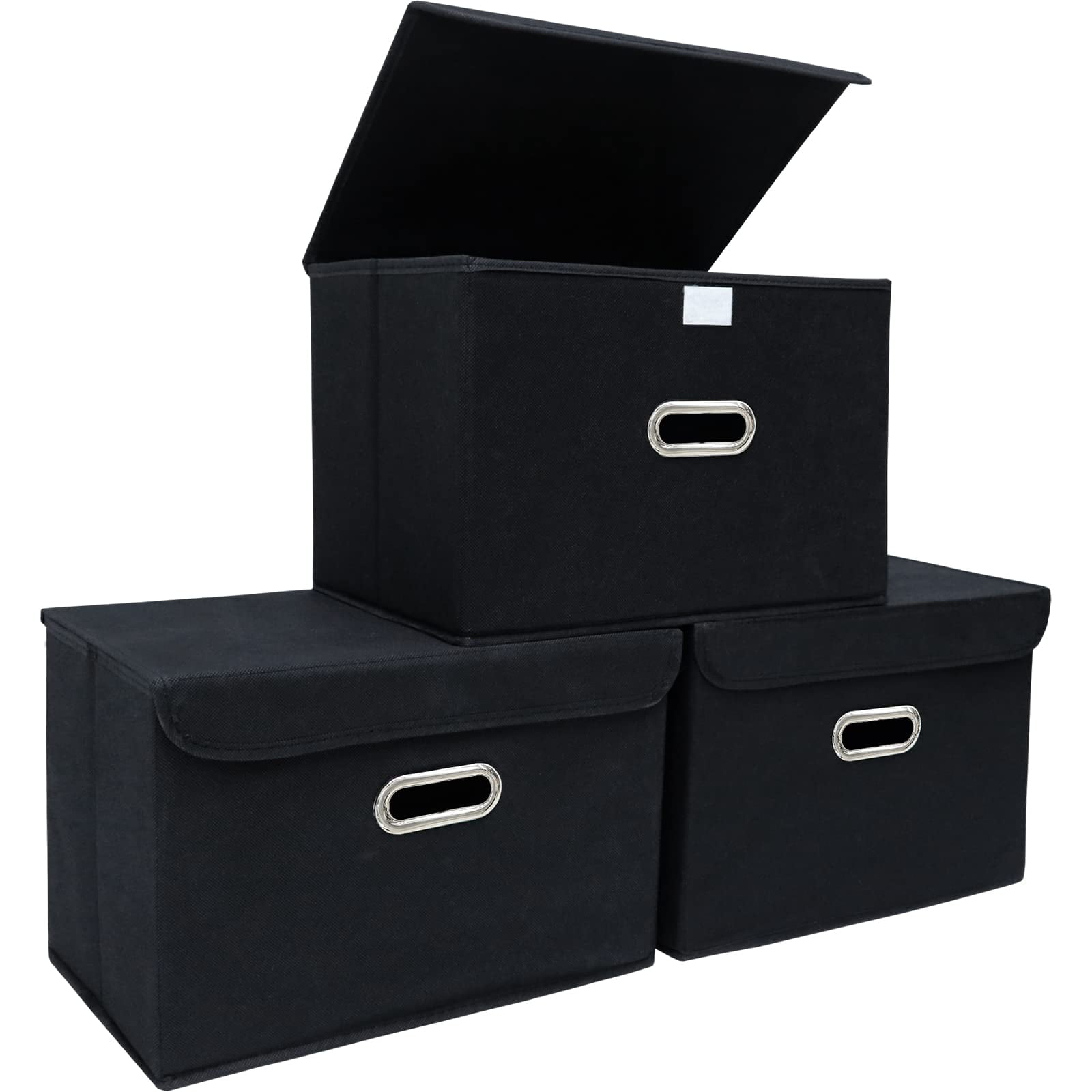 Storeone - Cubos De Almacenamiento De Tela Plegables Con Tapas 3 Unidades
