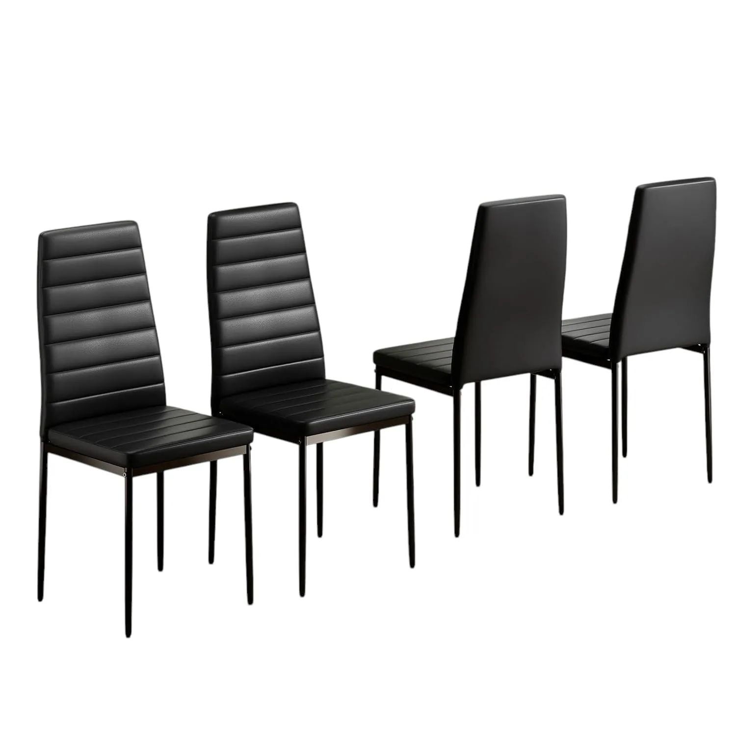 Vitelio - Pack 4 Sillas Dining Negras Eco Cuero
