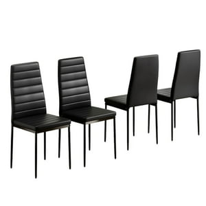 Vitelio - Pack 4 Sillas Dining Negras Eco Cuero
