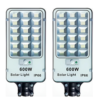 Genérico - Pack X2 Foco Led Con Panel Solar 600W Exterior Ip66 + Soporte Negro Blanco Frío