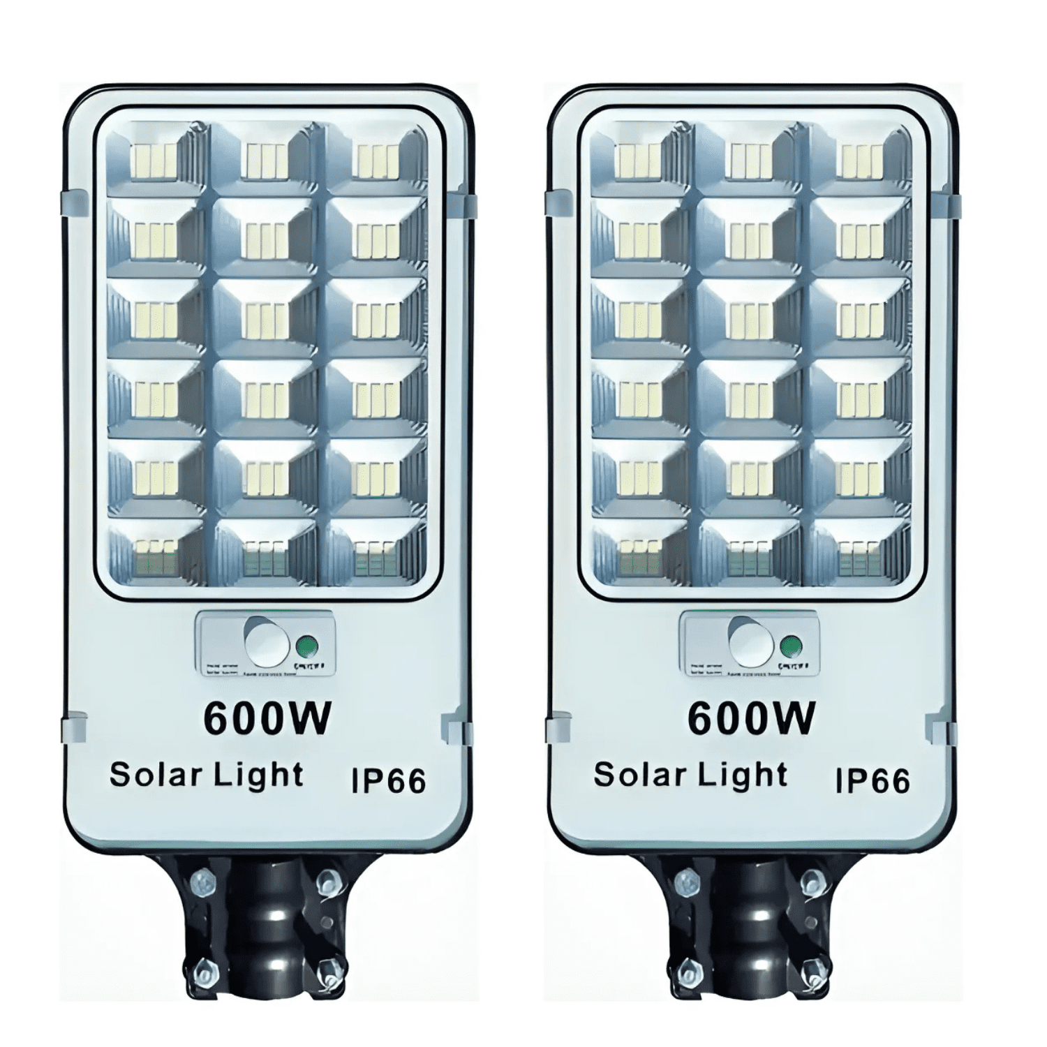 Genérico - Pack X2 Foco Led Con Panel Solar 600w Exterior Ip66 + Soporte Negro Blanco Frío