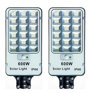 Genérico - Pack X2 Foco Led Con Panel Solar 600W Exterior Ip66 + Soporte Negro Blanco Frío
