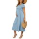 thumbnail image 4 of Vestido de Maternidad INSPIRE CHIC para Mujer Maxi de Manga Corta con Pliegues y Volantes para Sesión de Fotos Casual Flowy 2026 Verano L Azul, 4 of 6