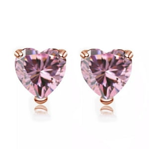 Aros Paris Jewelry 24K Rose Gold 3 Carat Heart Created Pink Sapphire Rosa