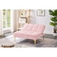 thumbnail image 2 of Convertible single sofa bed futon with gold metal legs teddy fabric (Pink), 2 of 3