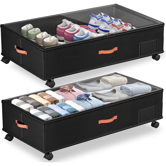Contenedor Bajo Cama Ashwanth 66 L 2 Unidades con Ruedas