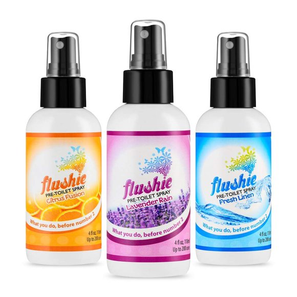 Desodorizante de inodoro Flushie en aerosol para antes del baño, 120 ml (paquete de 3)